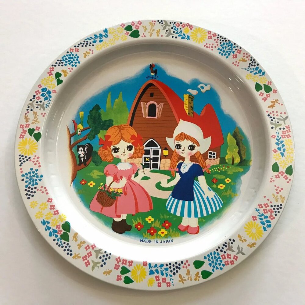 Vintage Dutch Girls Tin Serving Tray Made in Japan